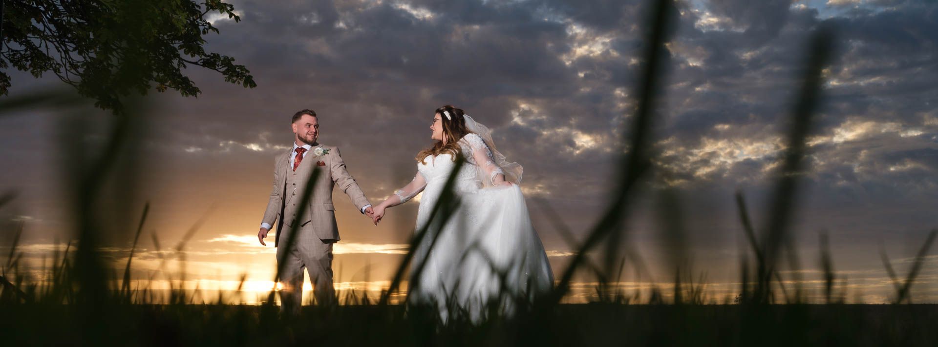 Paige and Jordan with a sunset at Manor Farm Heffs Photography